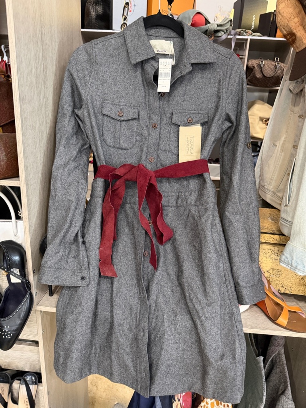 TROVATA Barneys New York Charcoal‎ Wool blend dress